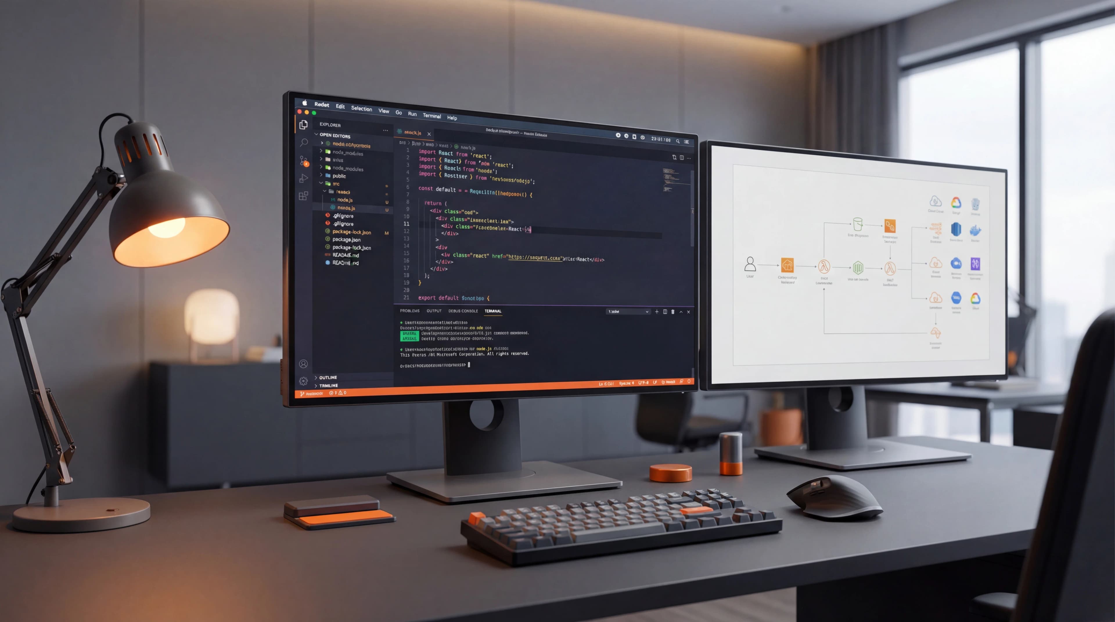 Custom software development workspace